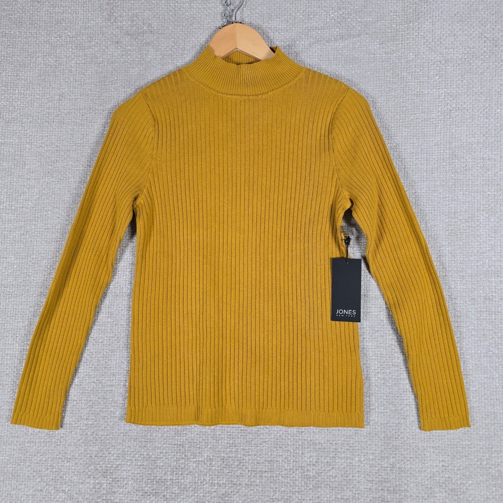 Jones New York Women XS Jonagold Yellow Mock Neck Ribbed Sweater 11171284-R03
